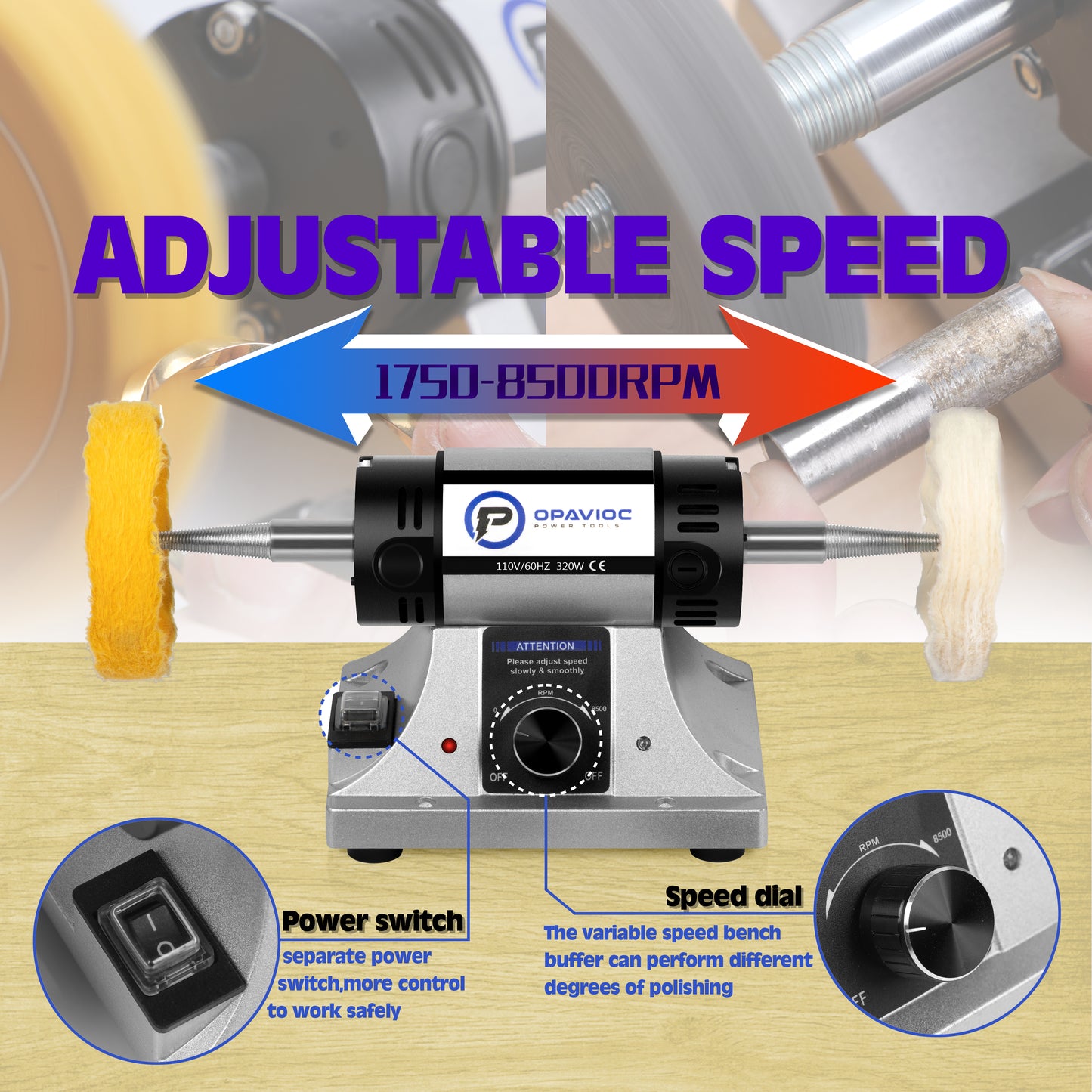 OPAVIOC Variable Speed Jewelry Polisher-Premium Accessory Kit
