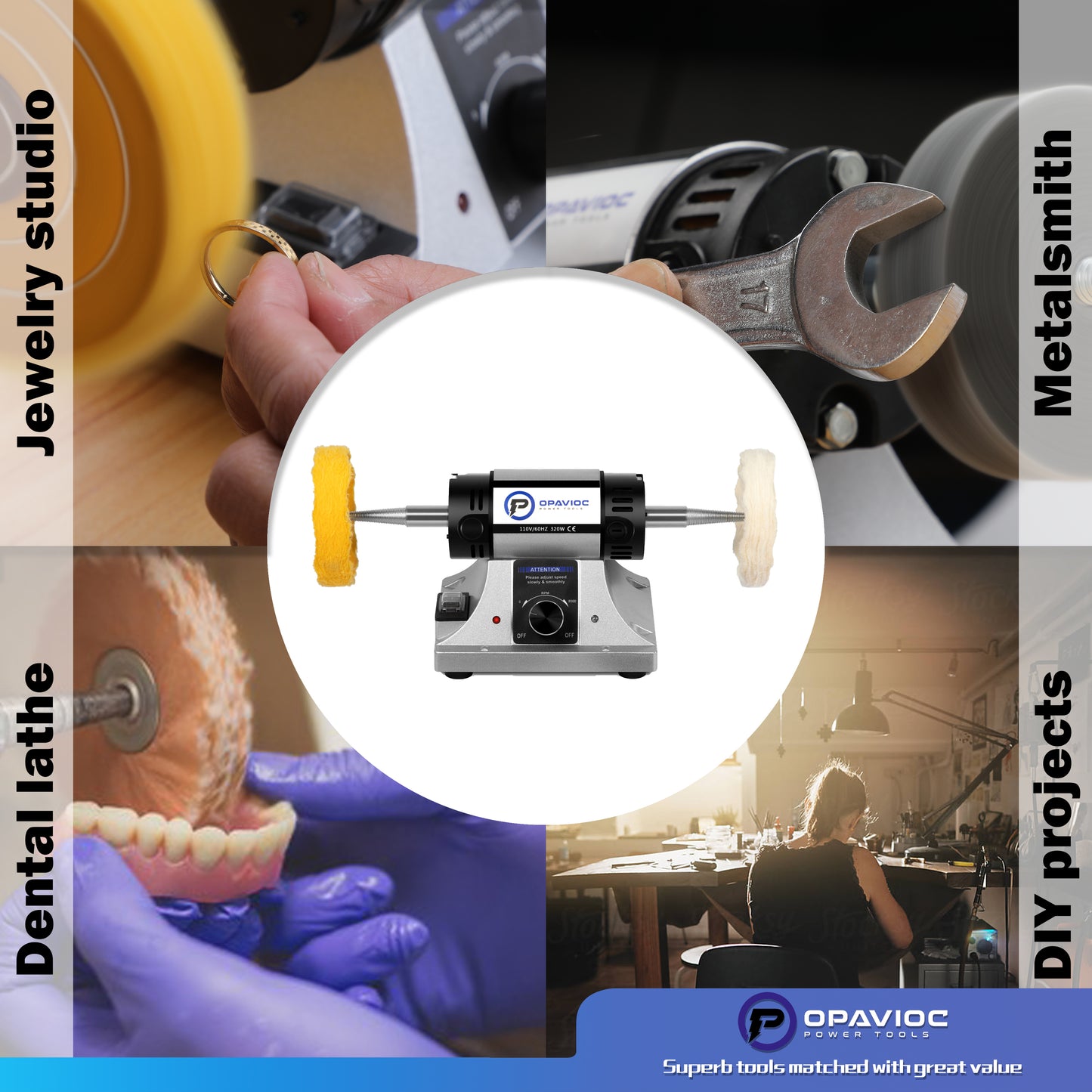 OPAVIOC Variable Speed Jewelry Polisher-Premium Accessory Kit